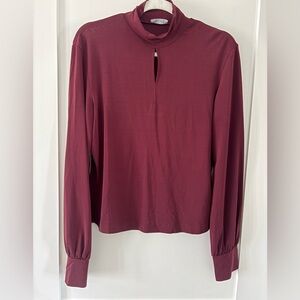 Laurèl Jersey Blouse Burgandy – Slit Back Sleeves Minimalist Designer M/L